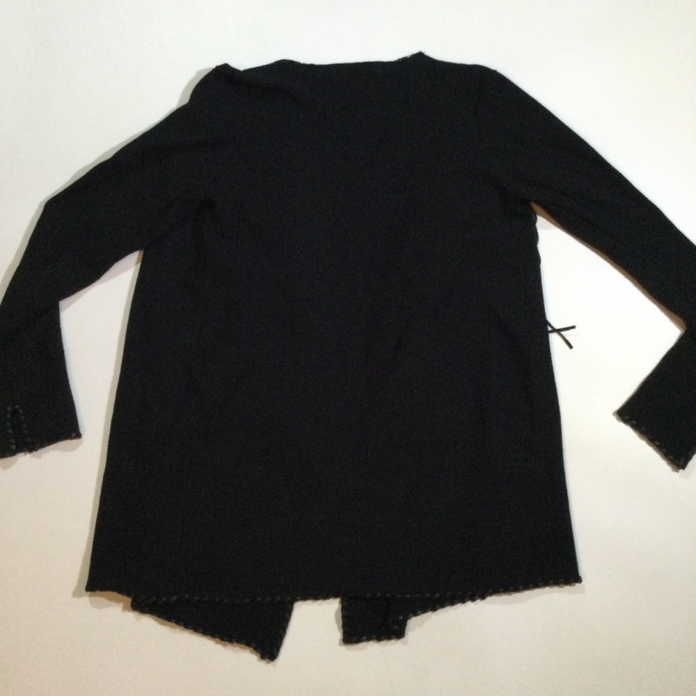 Zara Size M Open Front Leather Fringe Cardigan - Picture 9 of 9